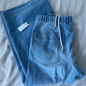 Pilcro wide leg denim jeans.
